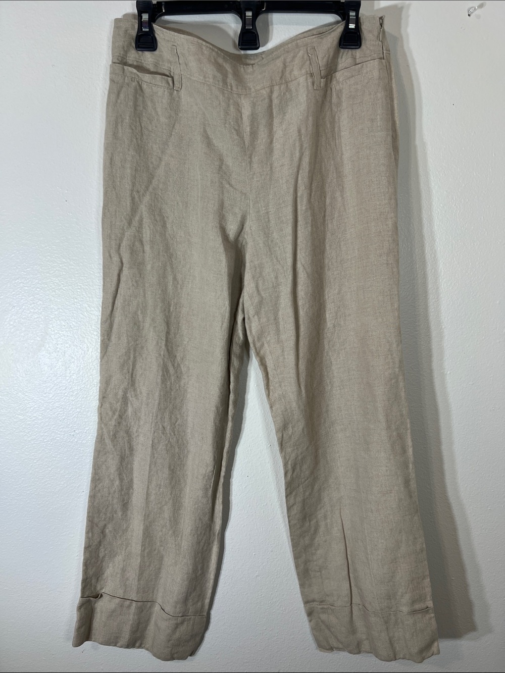LOFT Light Beige Wide-Leg 100% Linen Pants